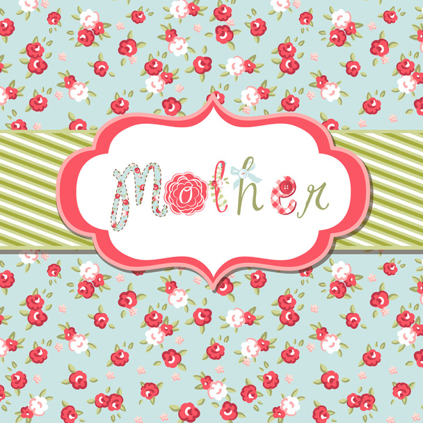 Hand drawn Vector floral frame with a word "mother" - Vector, imagen