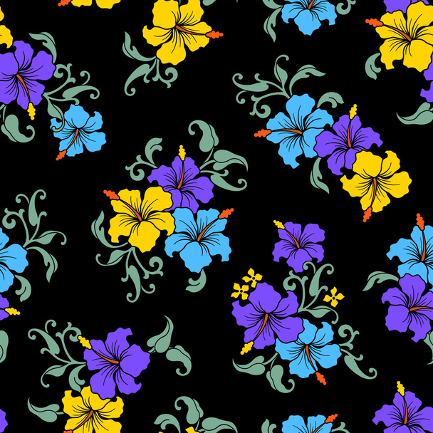 Tropical flower pattern - Διάνυσμα, εικόνα