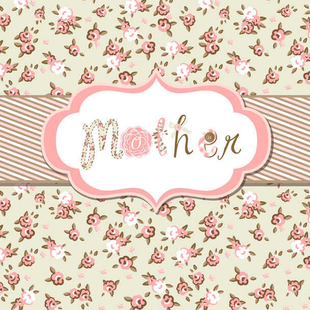 Hand drawn Vector floral frame with a word "mother". - Wektor, obraz