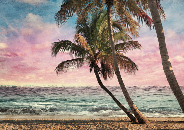 Grunge Image Of Tropical Beach - Photo, Image