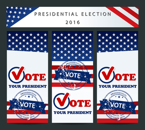Elecciones presidenciales en los EE.UU. 2016 - plantilla de banner
 - Vector, imagen