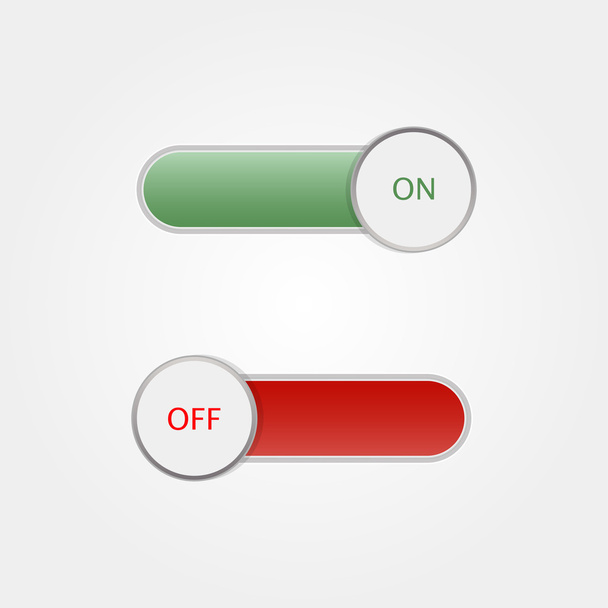 Toggle Switch On and Off on grey background - Vetor, Imagem