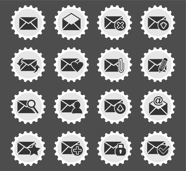 набор значков почты и конверта
 - Вектор,изображение