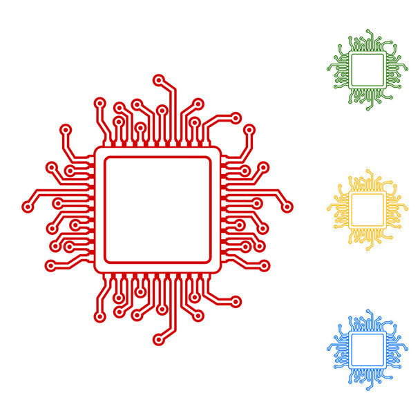 CPU Microprocesso. Vonal ikonok - Vektor, kép