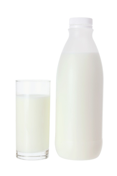 Glass and Bottle of Milk - Φωτογραφία, εικόνα