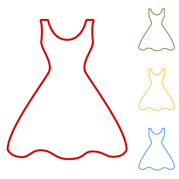 Vestido de mujer. Conjunto de iconos de línea
 - Vector, imagen