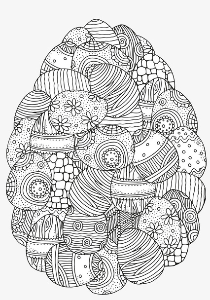 pattern with Easter eggs. Black and white pattern. - Wektor, obraz