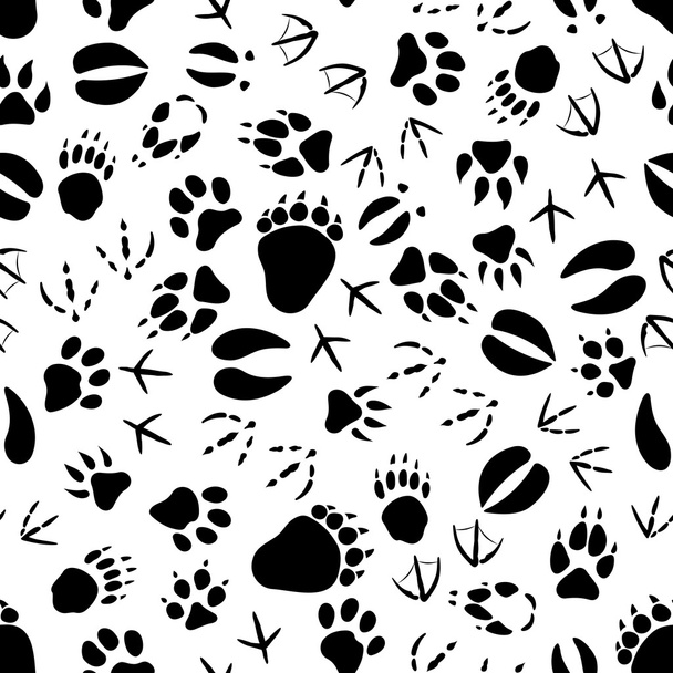 Black and white animal tracks pattern - Vector, imagen