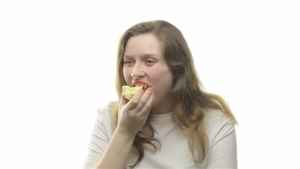 Λιπαρά γυναίκα διατροφικές apple - Πλάνα, βίντεο