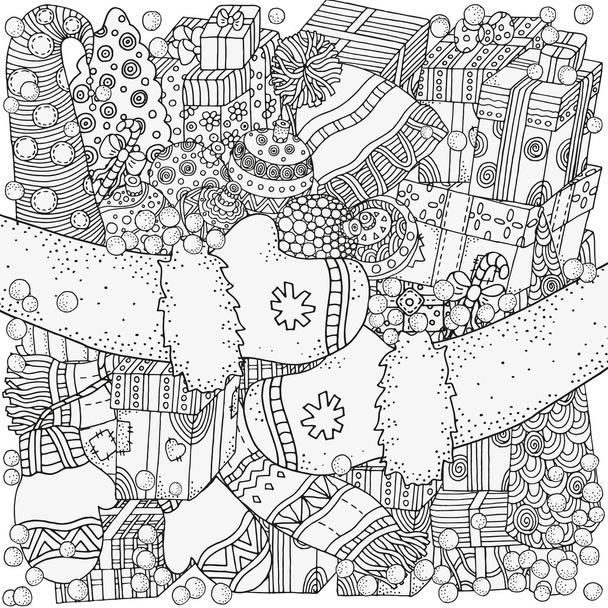 Pattern for coloring book. Winter sketches. - Wektor, obraz