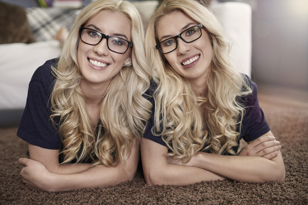 twins wearing fashion glasses - Photo, Image