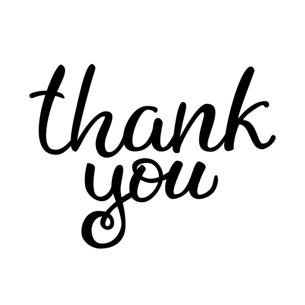 Hand drawn black ink vector isolated  lettering "Thank you" on w - Vektor, Bild