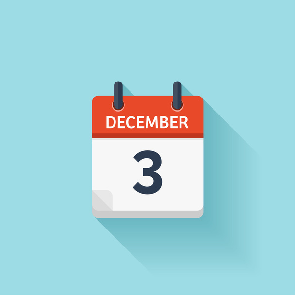 Στις 3 Δεκεμβρίου. Διάνυσμα επίπεδη ημερήσιο εικονίδιο ημερολογίου. Ημερομηνία και ώρα, ημέρα, μήνας. Διακοπών. - Διάνυσμα, εικόνα