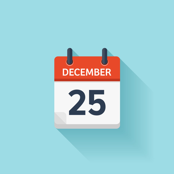 Στις 25 Δεκεμβρίου. Διάνυσμα επίπεδη ημερήσιο εικονίδιο ημερολογίου. Ημερομηνία και ώρα, ημέρα, μήνας. Διακοπών. - Διάνυσμα, εικόνα