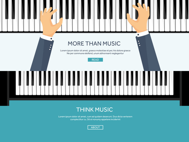 Vector illustration. Musical flat background. Piano key, keyboard. Melody. Instrument. - Vector, Image