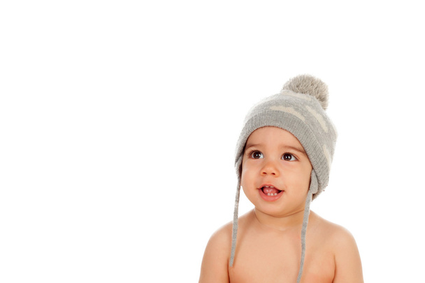 Adorable baby boy in wool cap - Photo, Image