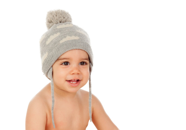 Adorable baby boy in wool cap - Photo, Image