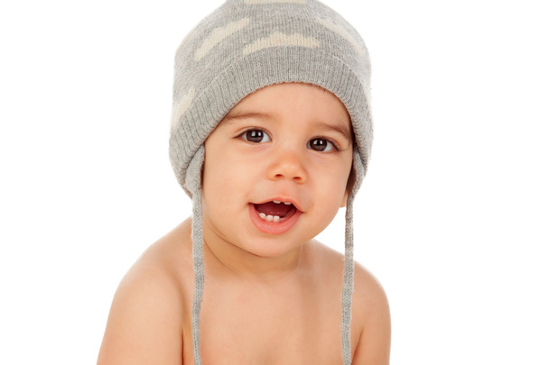 Adorable baby boy in wool cap - Valokuva, kuva