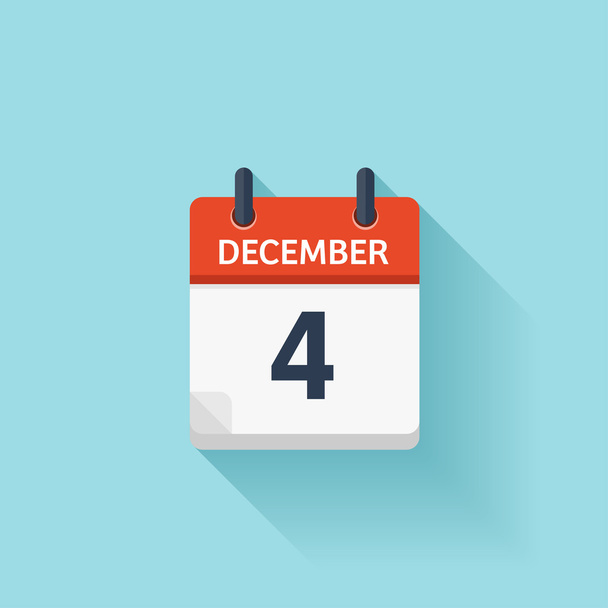 Στις 4 Δεκεμβρίου. Διάνυσμα επίπεδη ημερήσιο εικονίδιο ημερολογίου. Ημερομηνία και ώρα, ημέρα, μήνας. Διακοπών. - Διάνυσμα, εικόνα