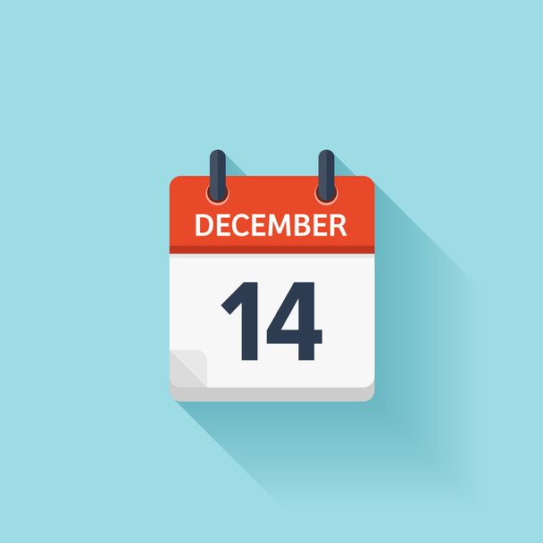 14 Δεκεμβρίου. Διάνυσμα επίπεδη ημερήσιο εικονίδιο ημερολογίου. Ημερομηνία και ώρα, ημέρα, μήνας. Διακοπών. - Διάνυσμα, εικόνα