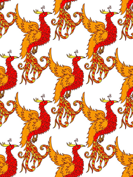 Çince Geleneksel kırmızı phoenix desen - Vektör, Görsel