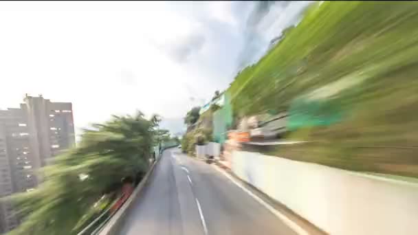 Ένα timelapse Hong Kong δρόμους θέα από ανοικτών τουριστικό λεωφορείο κατά τη διάρκεια του Hong Kong νησιά περιοδείες - Πλάνα, βίντεο