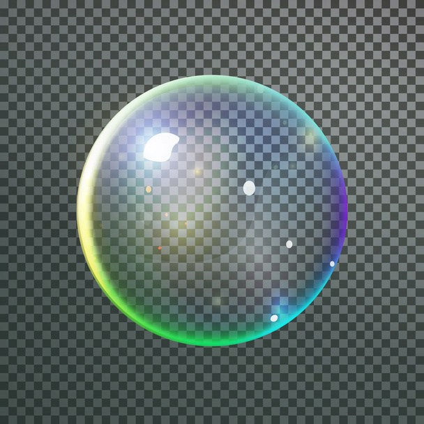 Burbuja colorida en el vector. Burbuja de agua de jabón aislada con refle
 - Vector, imagen
