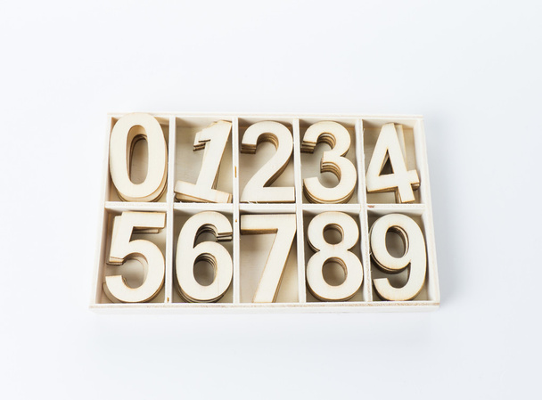 Liczebniki numery z drewna - Zdjęcie, obraz