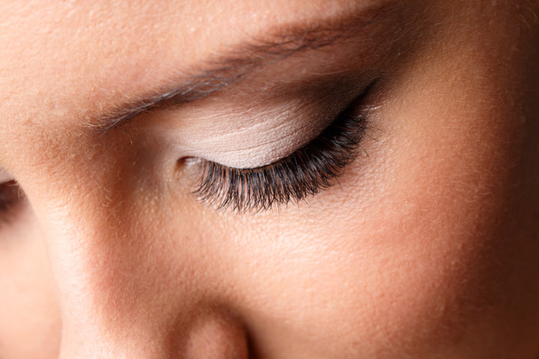 Female eye with long eyelashes - Fotoğraf, Görsel