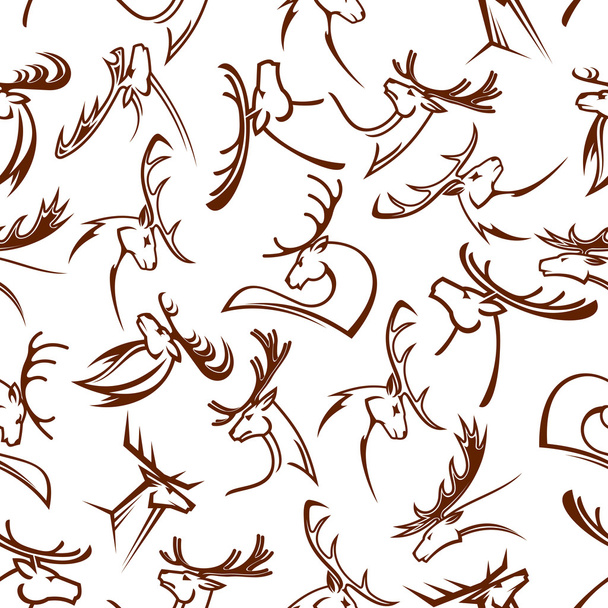 Deer heads seamless pattern background - Vector, Image