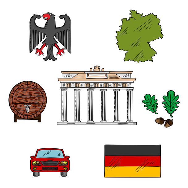 German culture and travel icons - Vetor, Imagem