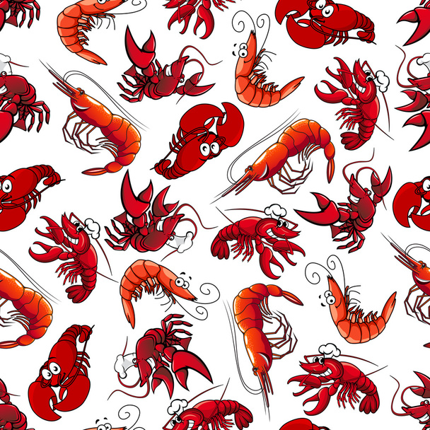 Lobsters and shrimps seamless pattern - Vector, Image