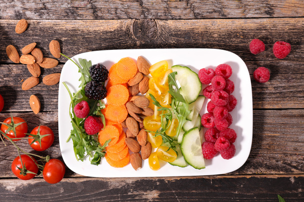 fruits, nuts and vegetables salad - Zdjęcie, obraz