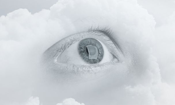Kobieta oczy w niebo - Zdjęcie, obraz