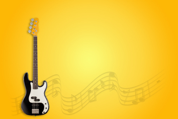 Guitar and notes on mango background - Photo, Image