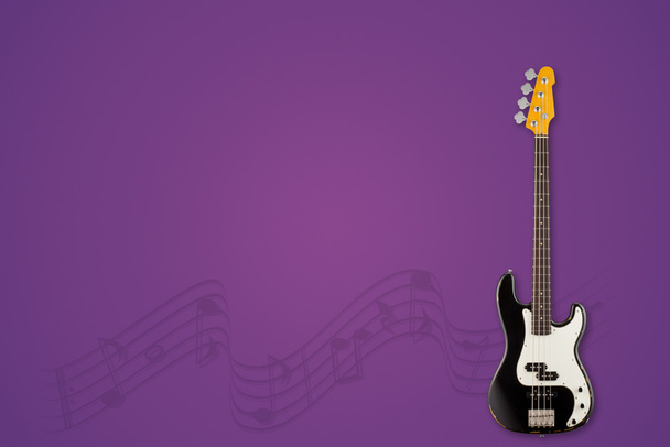 Guitar and notes on grape background - Foto, imagen