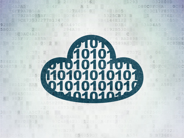 Cloud computing concept: Cloud With Code on Digital Paper background - Fotó, kép
