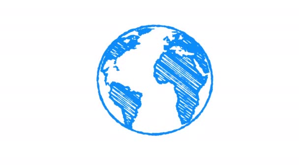 Globus ziemi malowane kredą, animacja ręcznie rysowane 4K - Materiał filmowy, wideo
