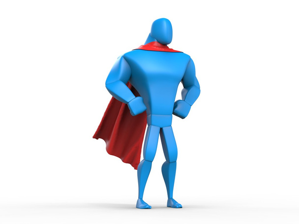 blauer Superheld mit rotem Umhang - Foto, Bild