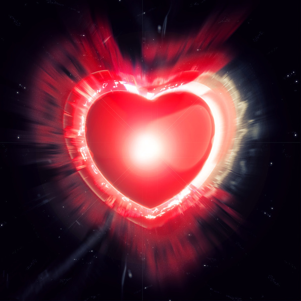 Grande cuore rosso - esplosione di luce
 - Foto, immagini
