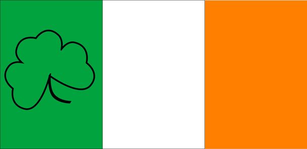 Ierse vlag met Shamrock overzicht - Vector, afbeelding