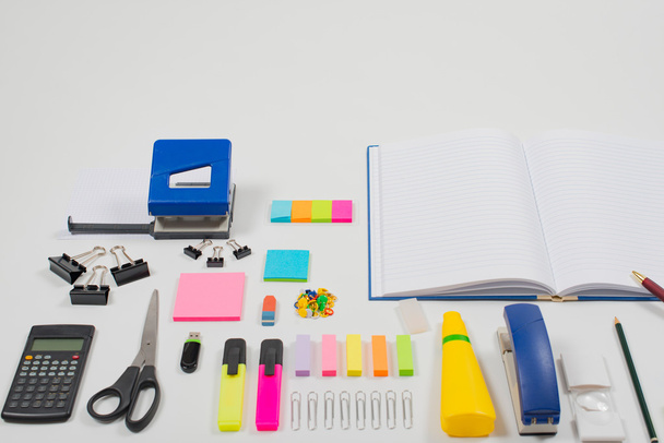 Office Supplies in Flat Lay Still - Photo, image