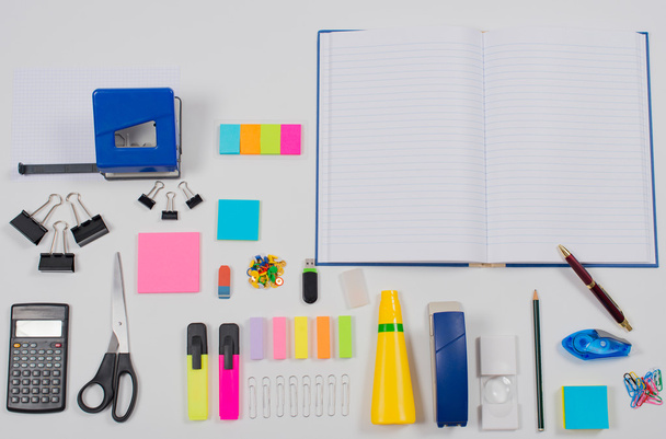Office Supplies in Flat Lay Still - Photo, image