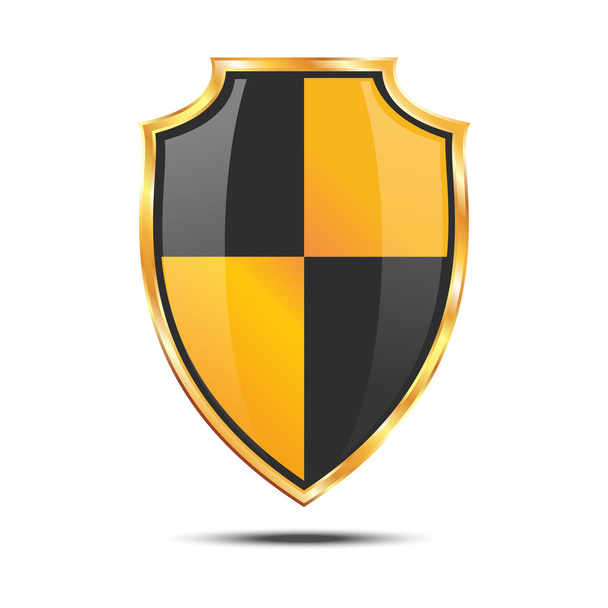 Metallic black and yellow golden shield - Вектор, зображення