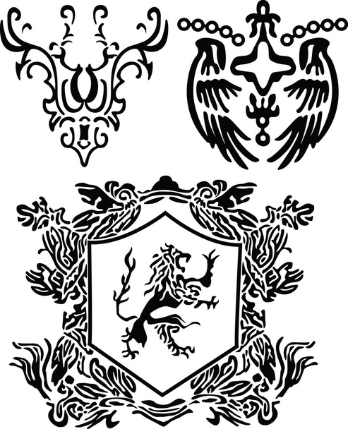 Heraldic scroll and crest element - Vector, Image