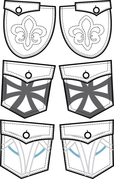 Design der Gesäßtasche mit Details - Vektor, Bild