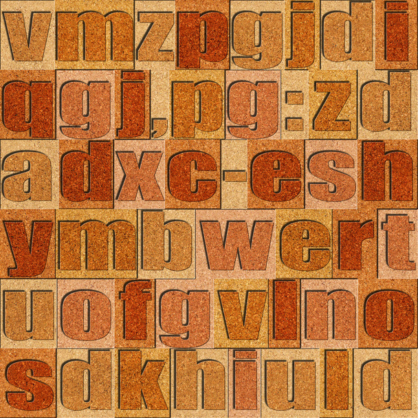 Lettere diverse sullo sfondo. Modello in legno di olmo dei Carpazi
 - Foto, immagini