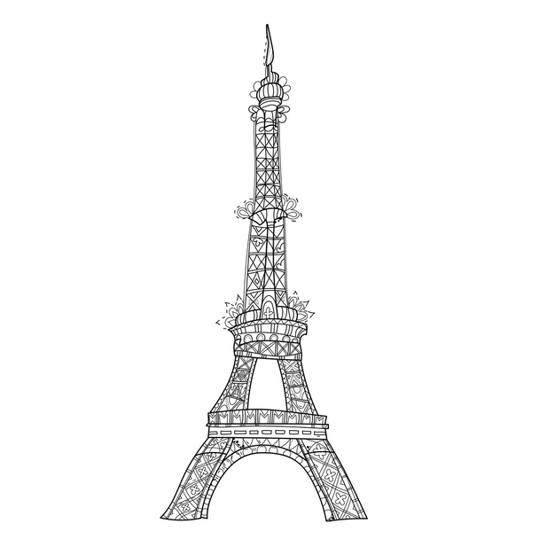Zentangle τυποποιημένο doodle διάνυσμα Πύργος του Άιφελ. - Διάνυσμα, εικόνα