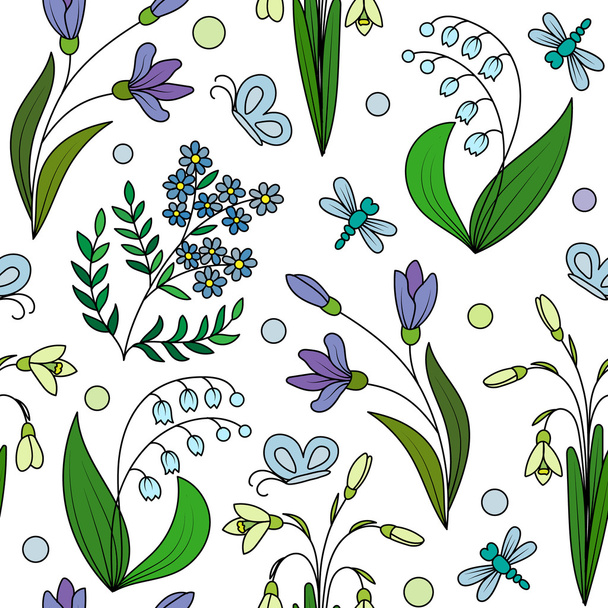 seamless pattern from spring flowers - Vektori, kuva
