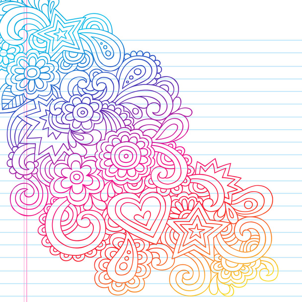 Flower Outline Doodles Groovy Psychedelic Vector Design - Vector, Image